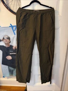 Enza Costa Olive Green Elastic-Waist Chinos